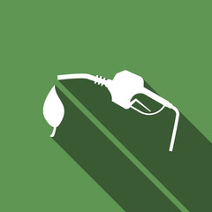 Bio fuel vector symbol icon with long shadow.
