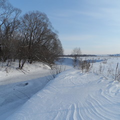 A winter nature, an icy river