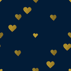 Golden  hearts seamless pattern