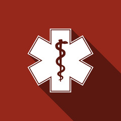 Medical symbol of the Emergency - Star of Life icon with long sh