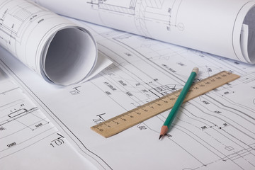 Architectural blueprints and blueprint rolls