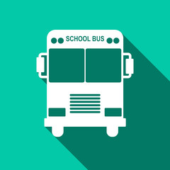 School Bus icon with long shadow.