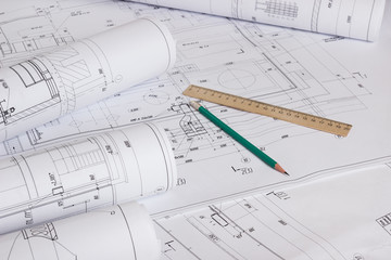 Architectural blueprints and blueprint rolls