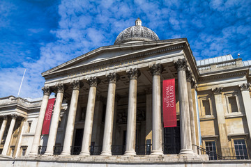  National Gallery in Trafalgar Square, London . UK