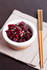 roasted beet salad with sesame seeds