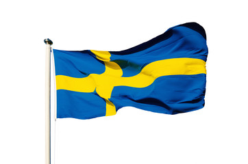 Flag of Sweden isolated on the white background, national patriotic symbol