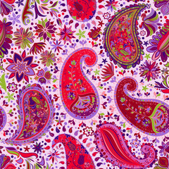 Vintage floral motif ethnic seamless background.