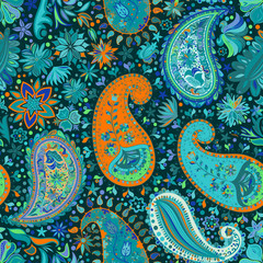 Vintage floral motif ethnic seamless background.