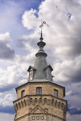 Kiev Polytechnic institute/Top of the tower on the territory of the Kiev Polytechnic Institute and dramatic sky, Ukraine