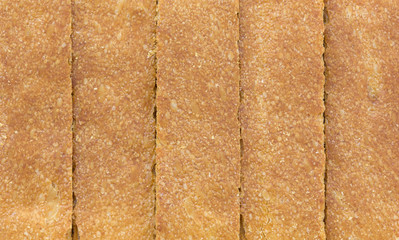 Top close view of the crust of biscottes