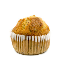 Banana cup cake on white background.