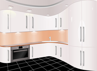 Kitchen with furniture vector illustration