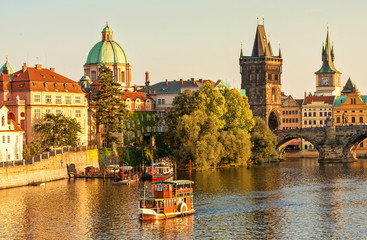 Fototapeta premium Charles Bridge and architecture of the old town in Prague, Czech republic.
