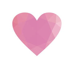 Pink heart isolated on white background.