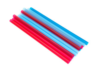 Jumbo sized smoothie milkshake straws on white background