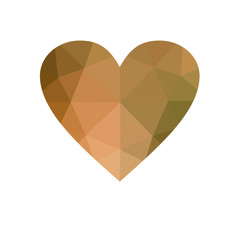 Orange heart isolated on white background.