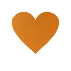 Orange heart isolated on white background.