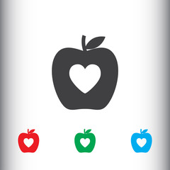 Apple with heart icon for web and mobile.