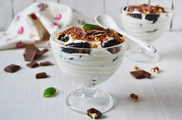 dessert with prunes, walnuts and cream cheese 
