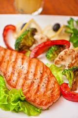 salmon steak closeup