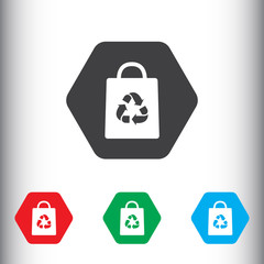 Bag with recycle icon for web and mobile