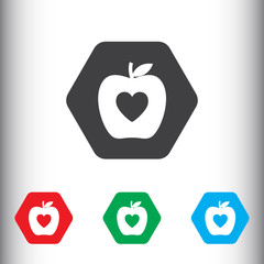 Apple with heart icon for web and mobile.