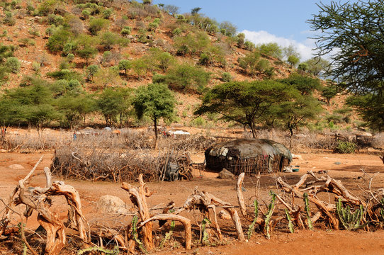 Traditional round house of people from the Samburu tribe