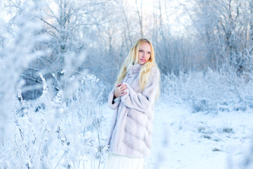 Fototapeta na wymiar Winter beautiful girl