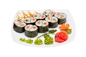 Roll with smoked eel and salmon 