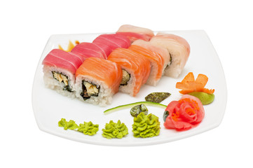 Roll with cream cheese and salmon