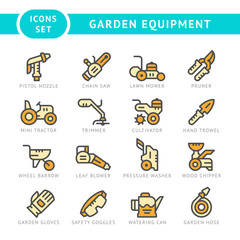 Set line icons of garden equipment