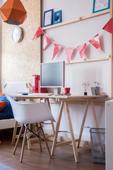 Simple wooden child desk