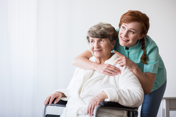 Disabled patient and doctor