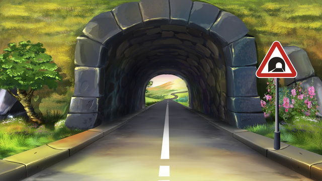 Fototapeta Mountain tunnel