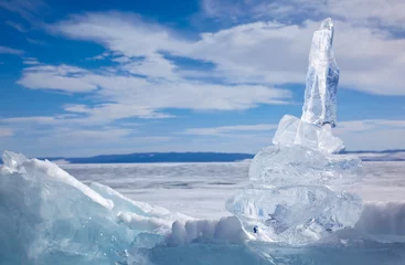 Gordijnen Ice floe crystal over winter Baikal lake © Serg Zastavkin