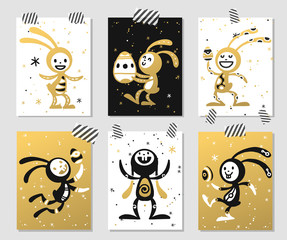 Fototapeta premium Greeting card Easter rabbit vector illustration