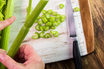 Cut celery sticks.