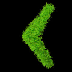 Conceptual green grass 3D font isoalted on black