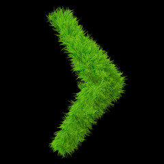 Fototapeta premium Conceptual green grass 3D font isoalted on black
