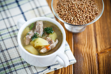 Buckwheat soup with meat