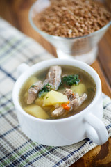 Buckwheat soup with meat