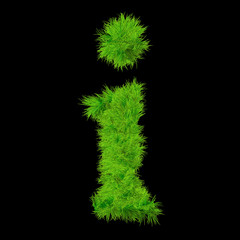Conceptual green grass 3D font isoalted on black