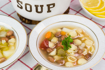 Fresh, homemade minestone soup.