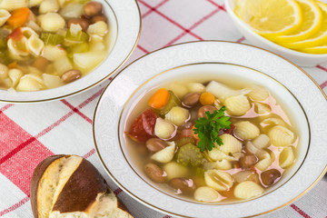 Fresh, homemade minestone soup.