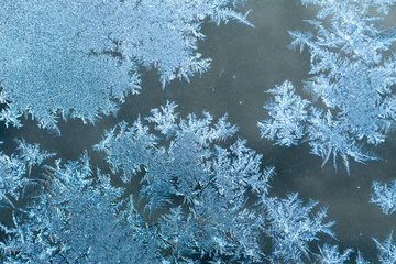 Frost patterns at window