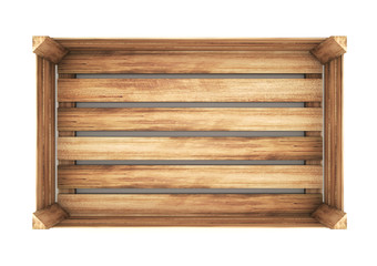 3d render of opened wooden box. close up