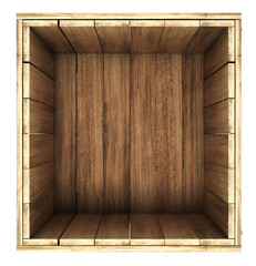3d render of opened wooden box. close up