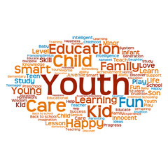 Concept or conceptual child education or family abstract word cloud isolated on white background