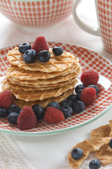 Waffle with berries breakfast