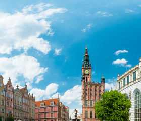Old town houses in Gdansk, Poland, Europe.
